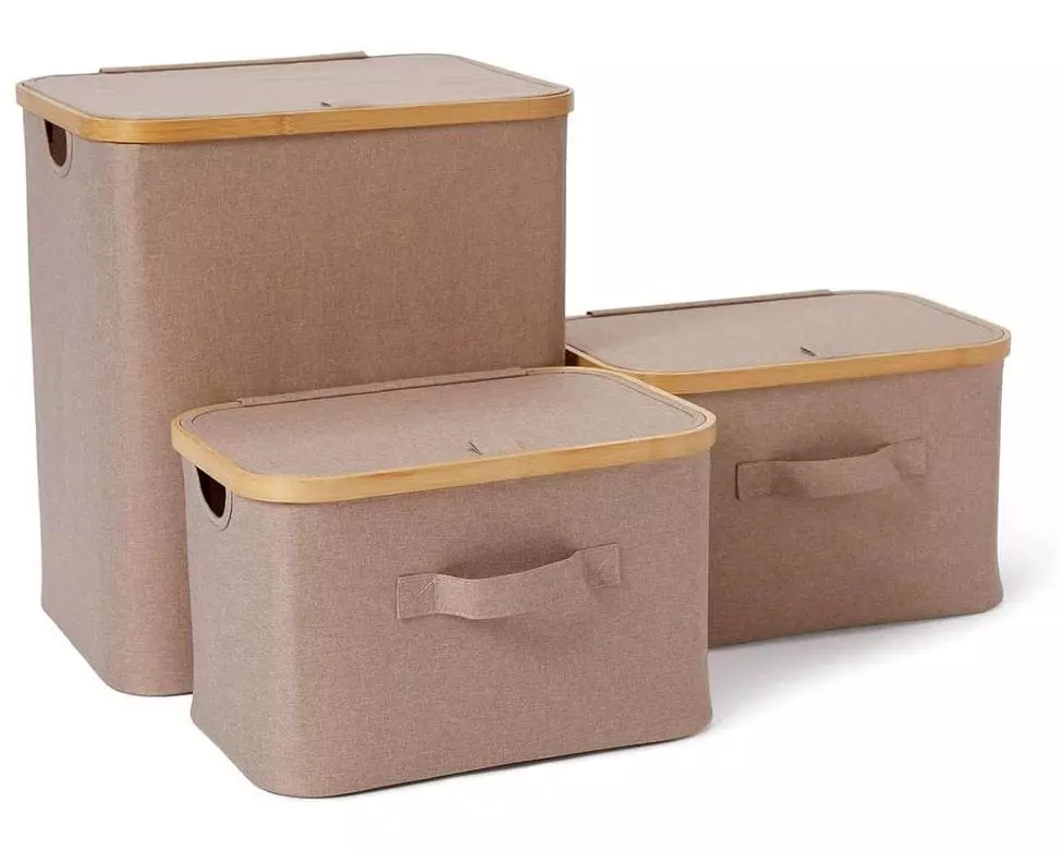 Lumaland Aufbewahrungsbox mit Deckel 3 Stück, Taupe