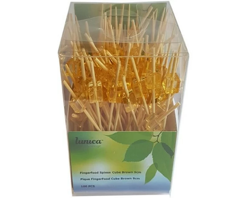 Haushaltsware Einweg-Party-Piekser Cube 100 Stück Braun