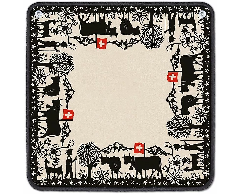 Jassteppich mit Schweizer Scherenschnittmotiv