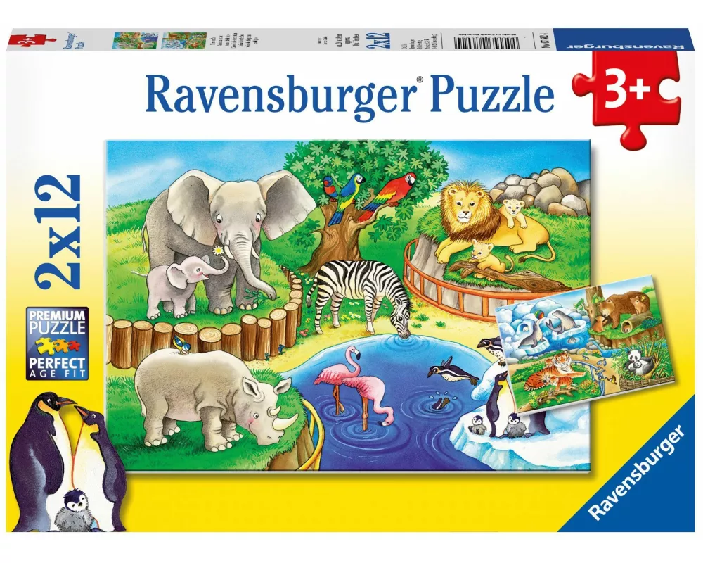 Kinderpuzzle 2x12 Teile - Tiere im Zoo