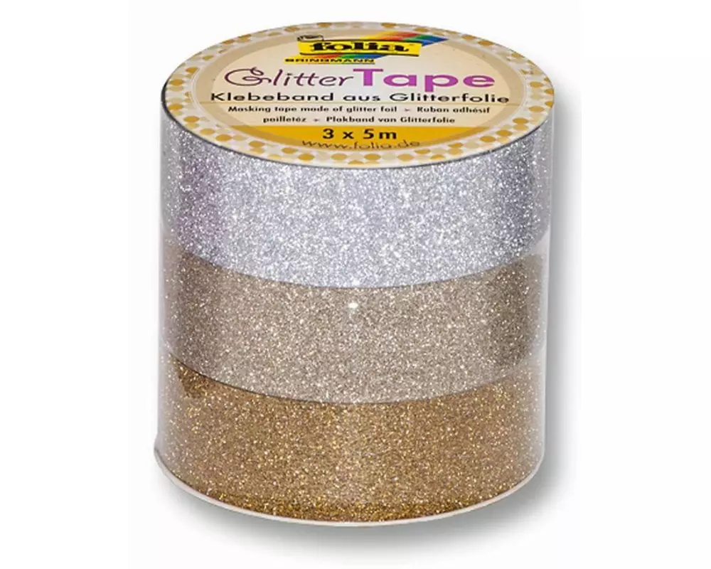 Folia Glitzer Tape 3er-Set, Mehrfarbig