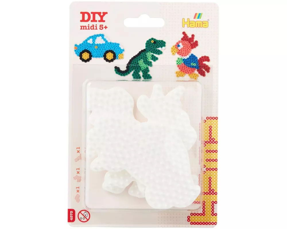 Hama Bügelperlen Platten Auto/Dinosaurier/Papagei Weiss