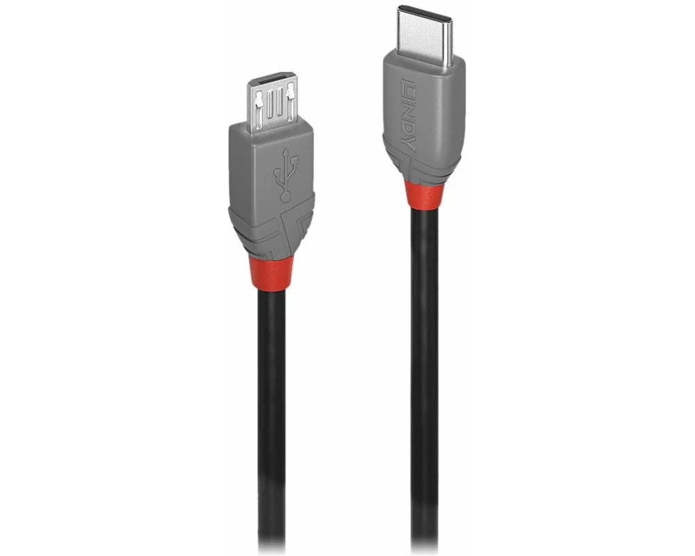 LINDY 0.5m USB 2.0 Type C to Micro-B Cable Anthra Line USB Type C Male to Micro-B Male