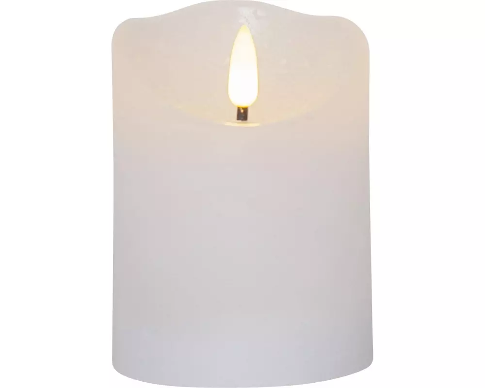 Star Trading LED-Kerze Flamme Rustic, Ø 7.5 x 10 cm, Weiss