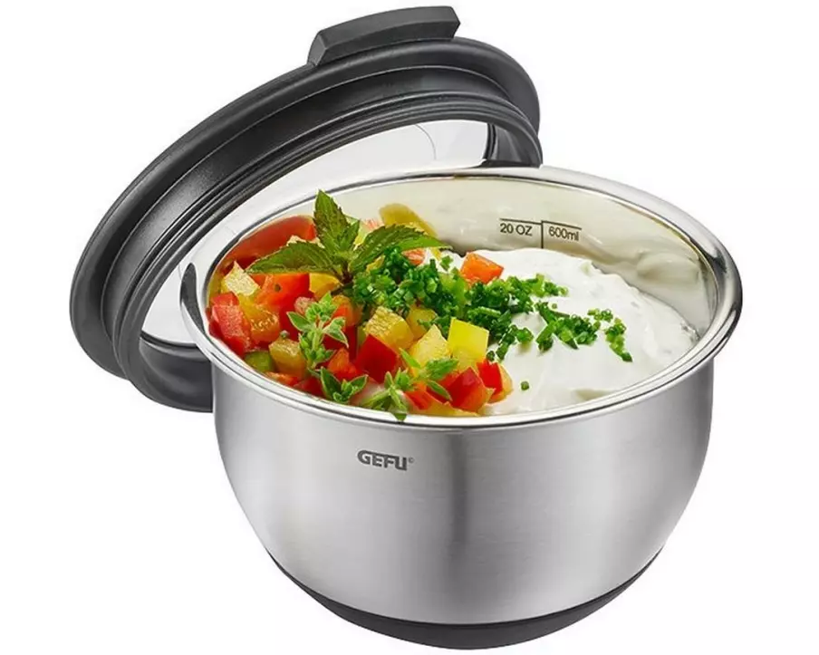 GEFU Rührschüssel Muovo 0.6 l, Schwarz/Silber