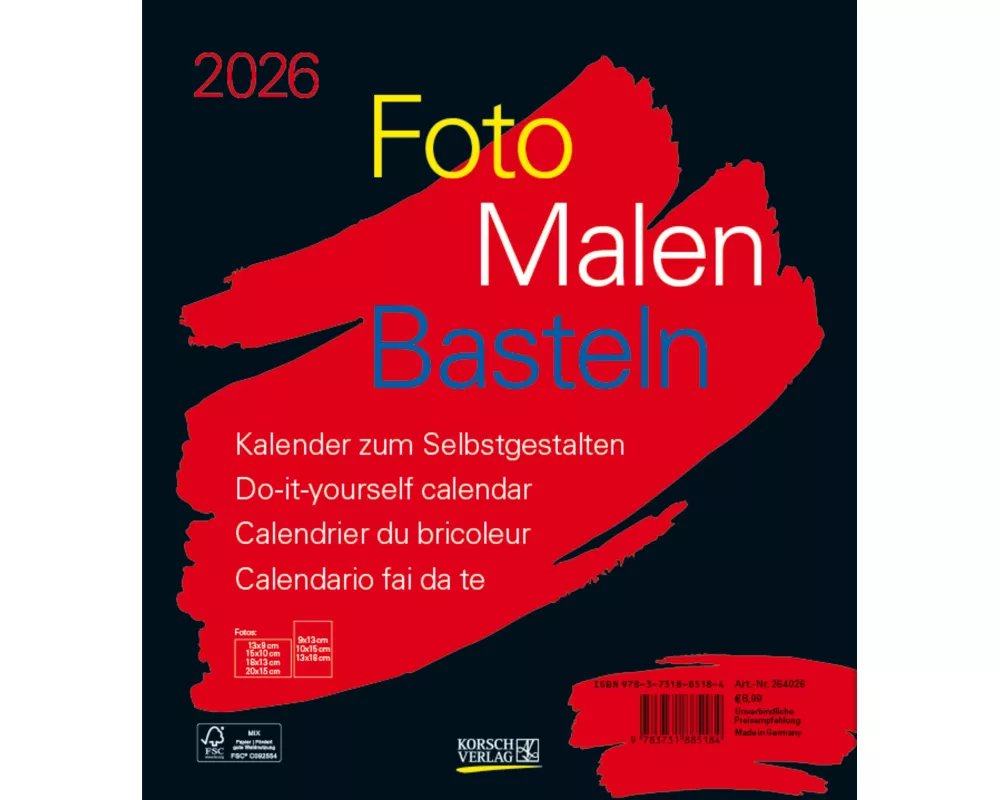 Foto-Malen-Basteln Bastelkalender schwarz 2026
