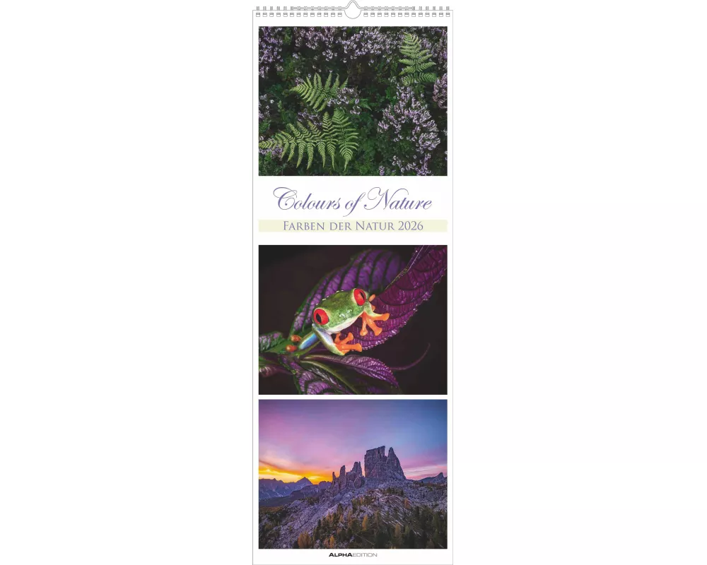 Alpha Edition - Colours of Nature – Triplets Kalender 2026 – Wandkalender XXL 25×69 cm mit 3 Naturfotos pro Seite, Hochformat-Bildkalender, stilvoller