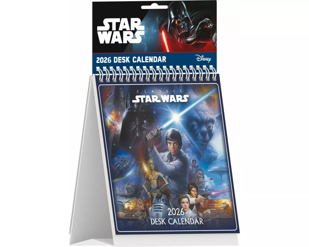 Pyramid International - STAR WARS (CLASSIC) 2026 – Tischaufstellkalender 16×17 cm mit 12 Motiven aus der klassischen Trilogie, Wochenkalender für Fans