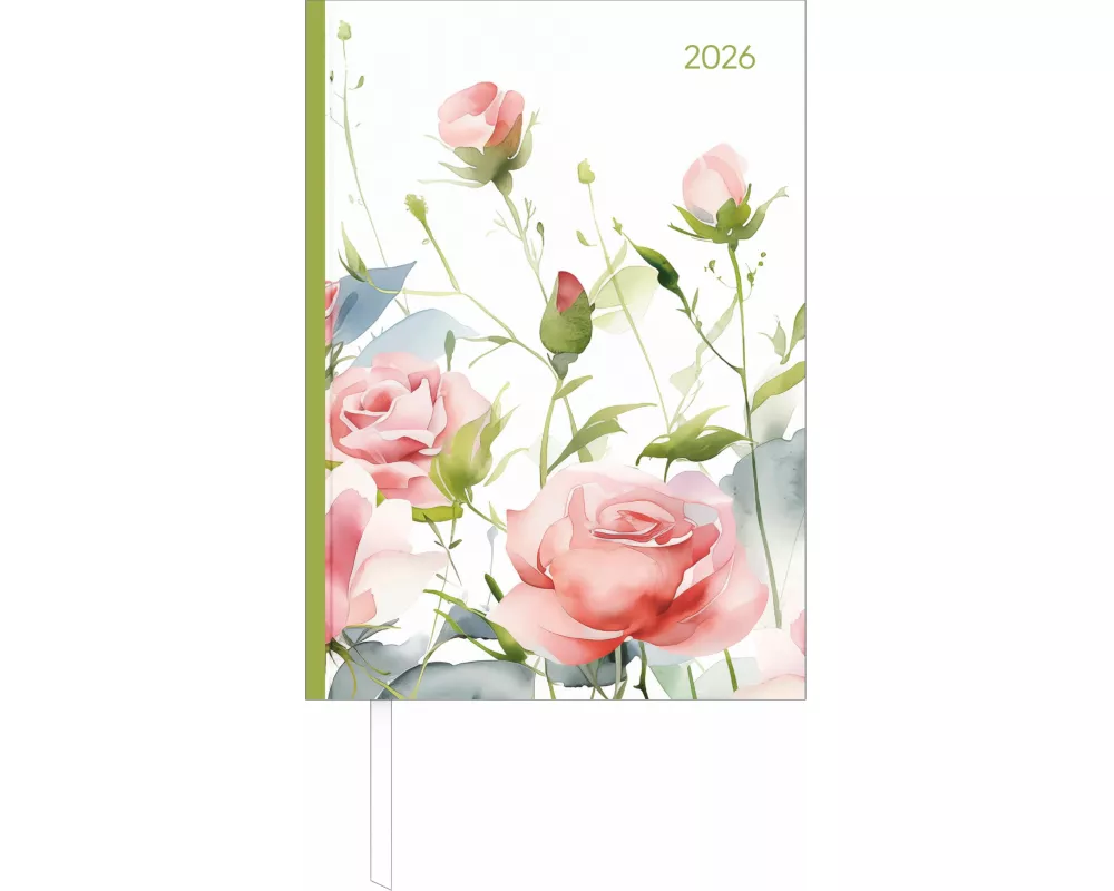 Alpha Edition - Buchkalender Style Roses A5 2026 – Büro- & Cheftimer A5 (ca. 15×21 cm) 1 Tag/Seite mit robustem Hardcover, Zeiteinteilung & vielen Zus