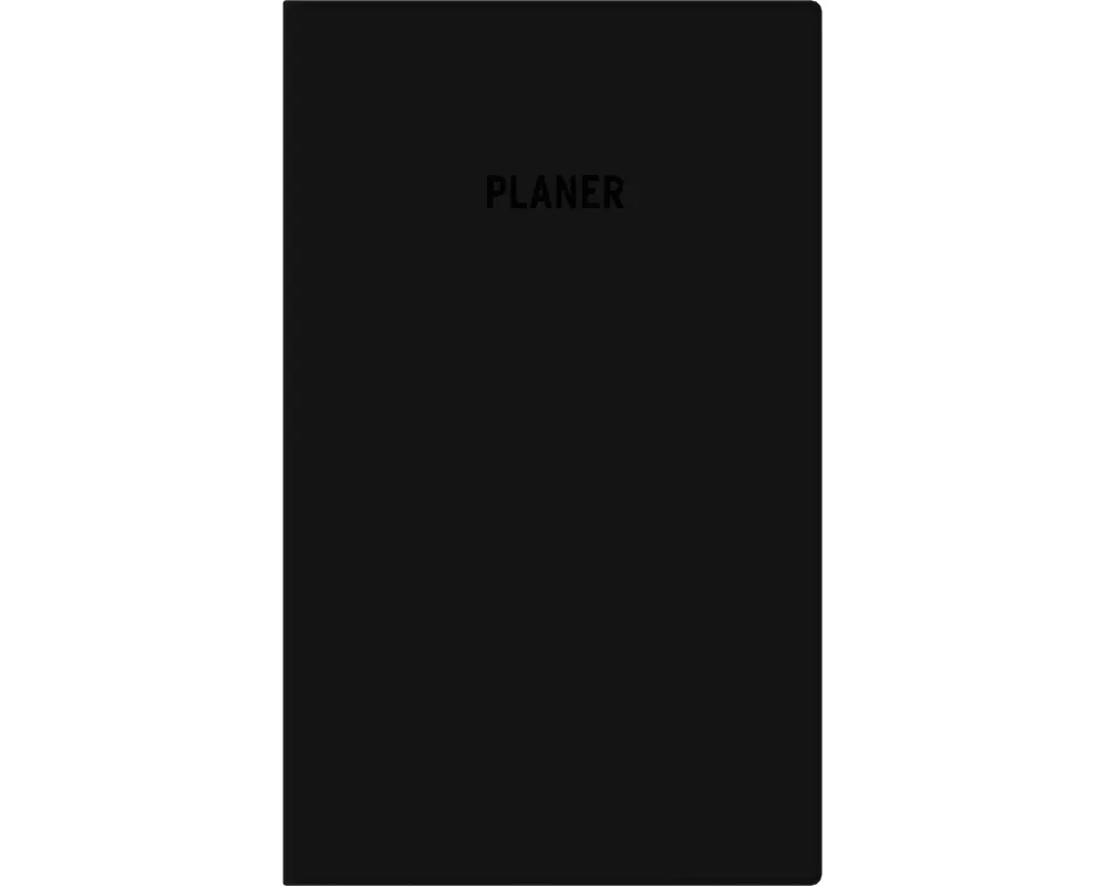 Zettler Taschenplaner 1W/1S schwarz 2026 – Wochenplaner 10 × 16 cm, 64 Seiten, 1 Woche auf 1 Seite, Wochenzählung, Mondphasen, Sonnenzeiten, 3-sprachi