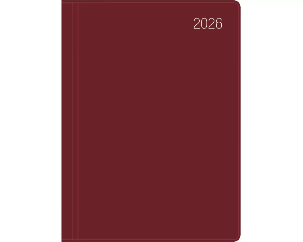 Zettler Taschenkalender bordeaux 1W/2S 2026 – Timer 10 × 14 cm, 1 Woche auf 2 Seiten, flexibler Kunststoffeinband, FSC-zertifiziert