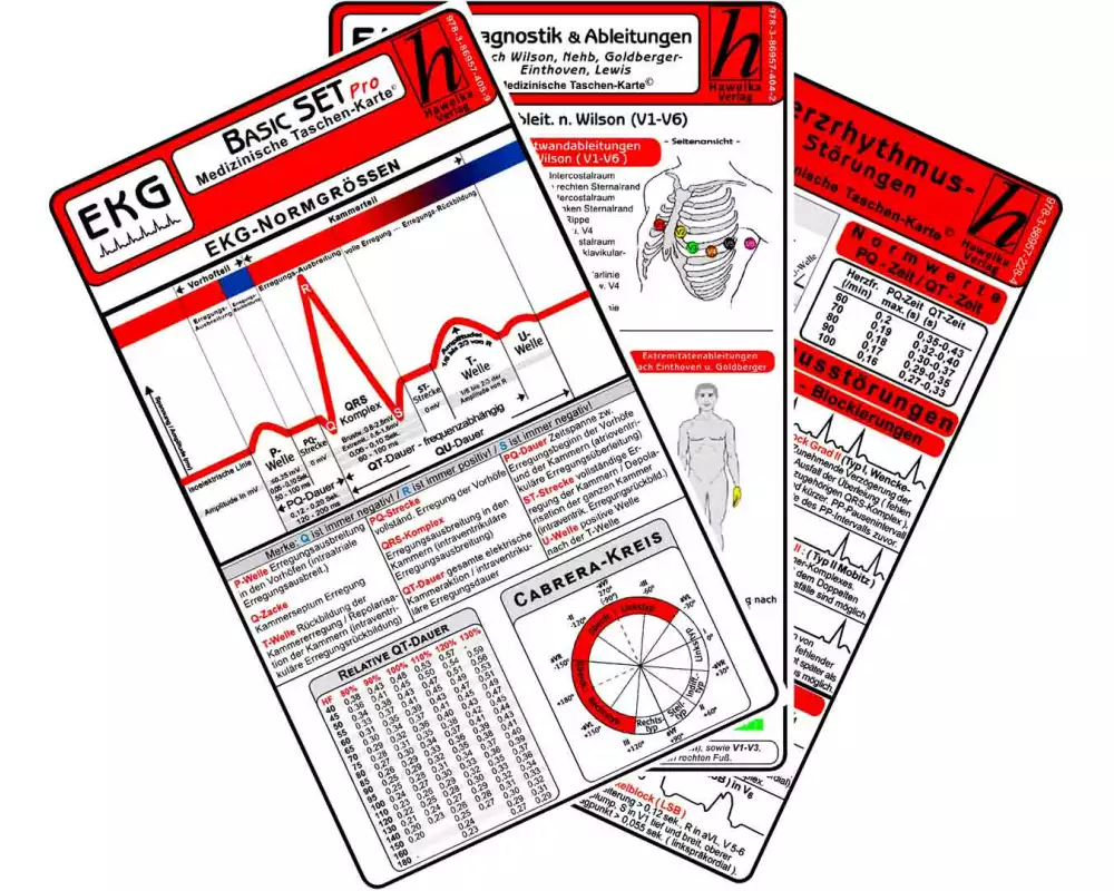 EKG Basic Set - PRO (3er Set) 2025 - Medizinische Taschen-Karte