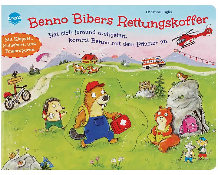 Benno Bibers Rettungskoffer. Hat sich jemand wehgetan, kommt Benno mit dem Pflaster an
