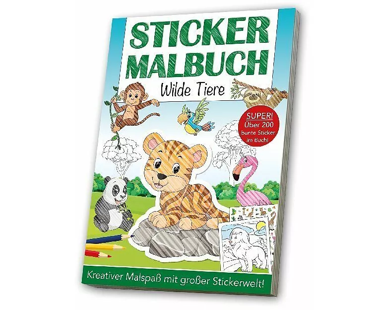 Stickermalbuch: Wilde Tiere