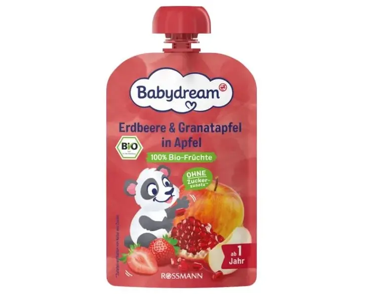 Babydream Quetschbeutel Bio Erdbeere & Granatapfel in Apfel 100 g