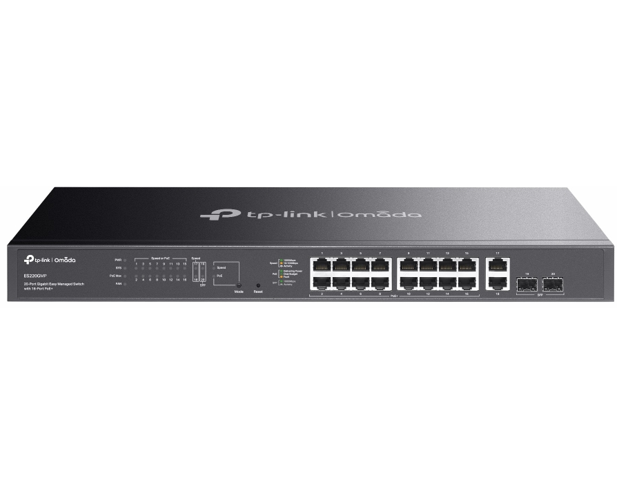 TP-Link Omada ES220GMP Netzwerk-Switch Managed L2 Gigabit Ethernet (10/100/1000) Power over Ethernet (PoE) Schwarz