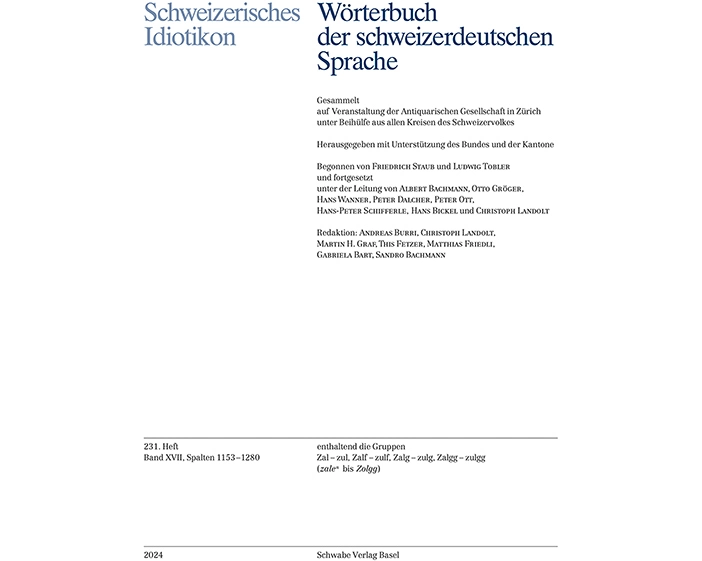 Schweizerisches Idiotikon, Band XVII, Heft 231