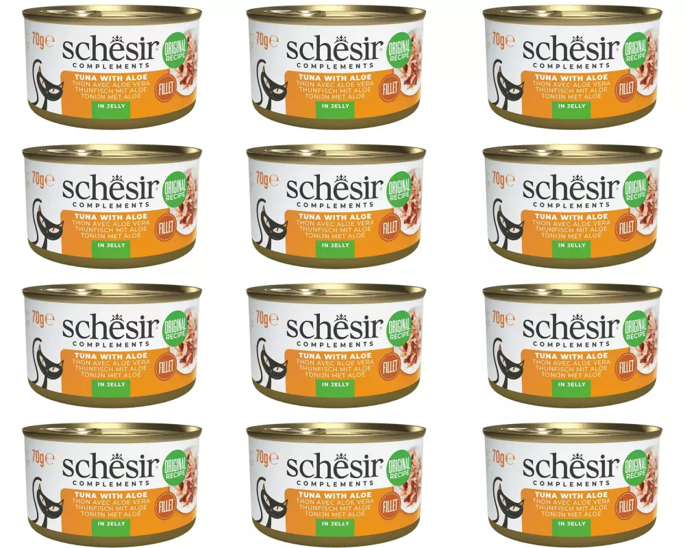 Schesir Nassfutter Thunfisch und Aloe Gelée 12 x 70 g