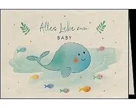 Doppelkarte. Let`s go green / Zum Baby (Wal) / Quer