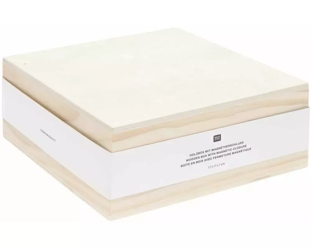 Holzbox quadratisch mit Magnetverschluss, 12 x 12 x 6 cm FSC 100%