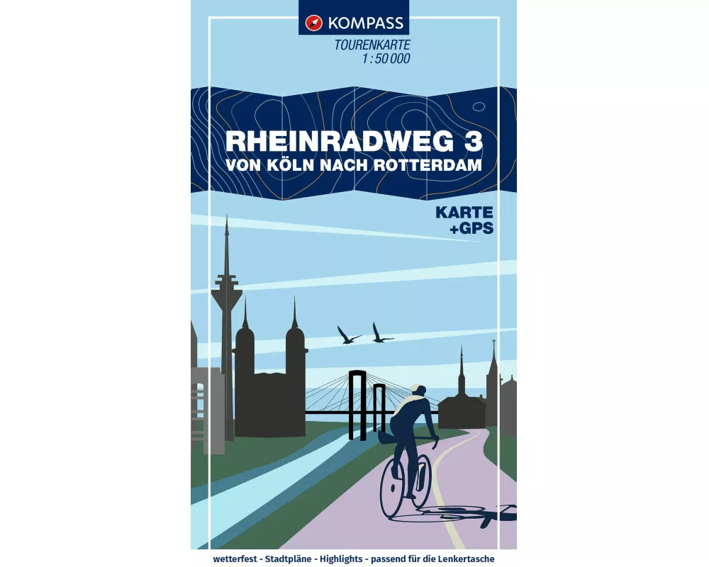 KOMPASS Fahrrad-Tourenkarte Rheinradweg 3, von Köln nach Rotterdam 1:50.000