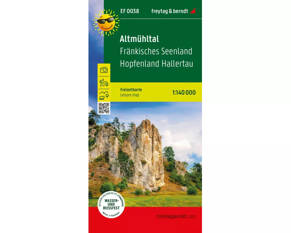 freytag & berndt Freizeitkarte Altmühltal, Fränkisches Seenland, Hopfenland Hallertau 1:140.000
