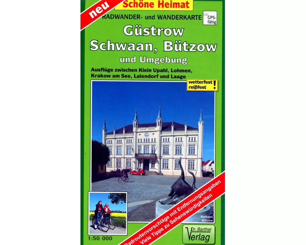 Radwander- und Wanderkarte Güstrow, Schwaan, Bützow und Umgebung