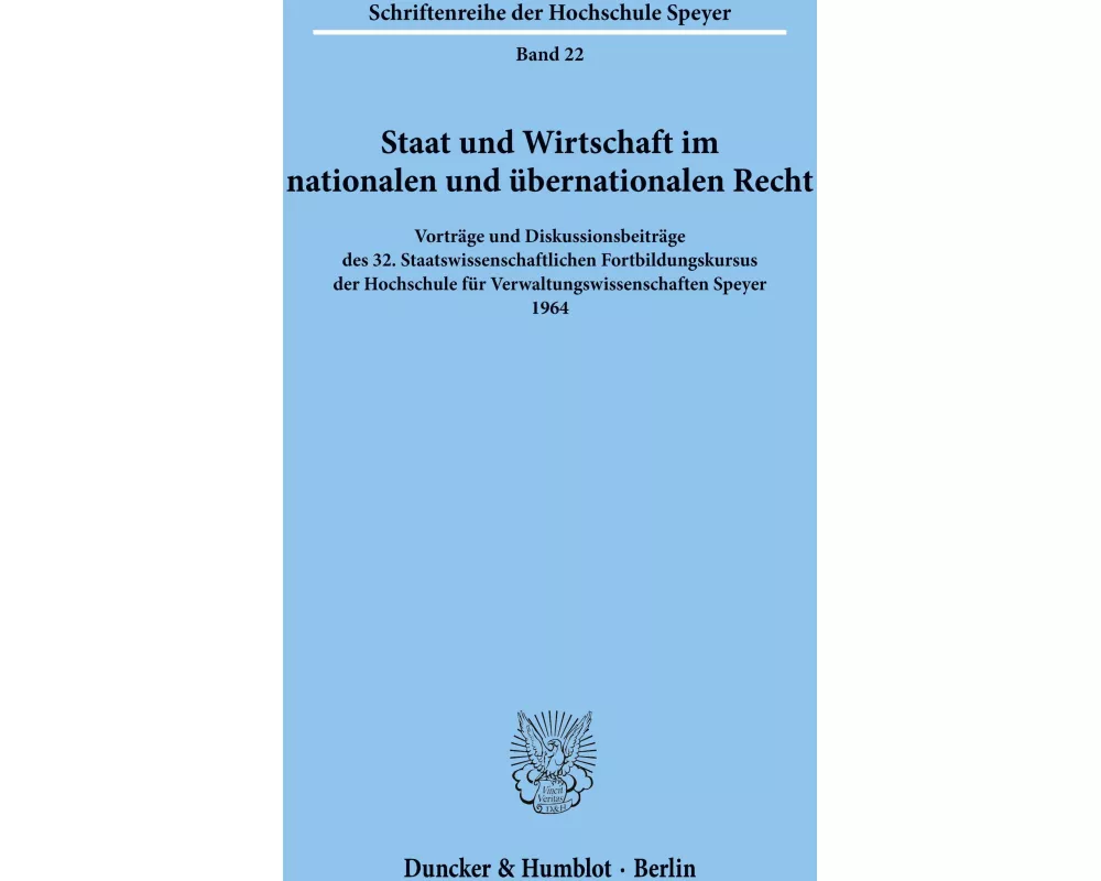 Staat und Wirtschaft im nationalen und übernationalen Recht