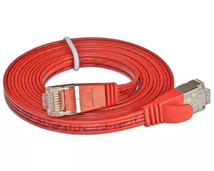 SLIM Slimpatchkabel RJ-45 - RJ-45, Cat 6, STP, 2 m, Rot