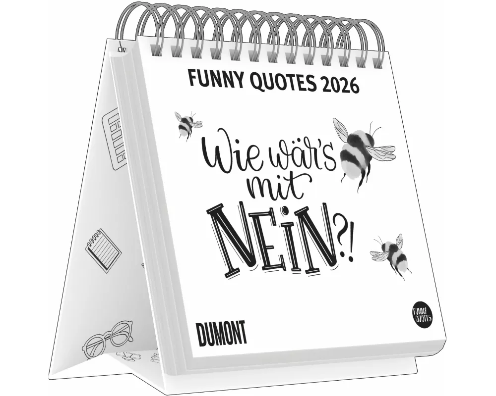 DUMONT - Funny Quotes 2026 – Tischkalender 17x16 cm mit 53 witzigen Sprüchen in Schwarzweiß-Typografie von Carolin Magunia