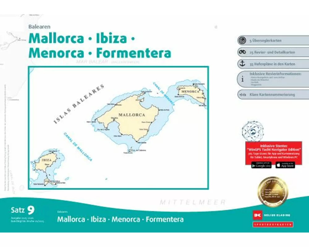 Sportbootkarten Satz 9: Balearen (Ausgabe 2025/2026)