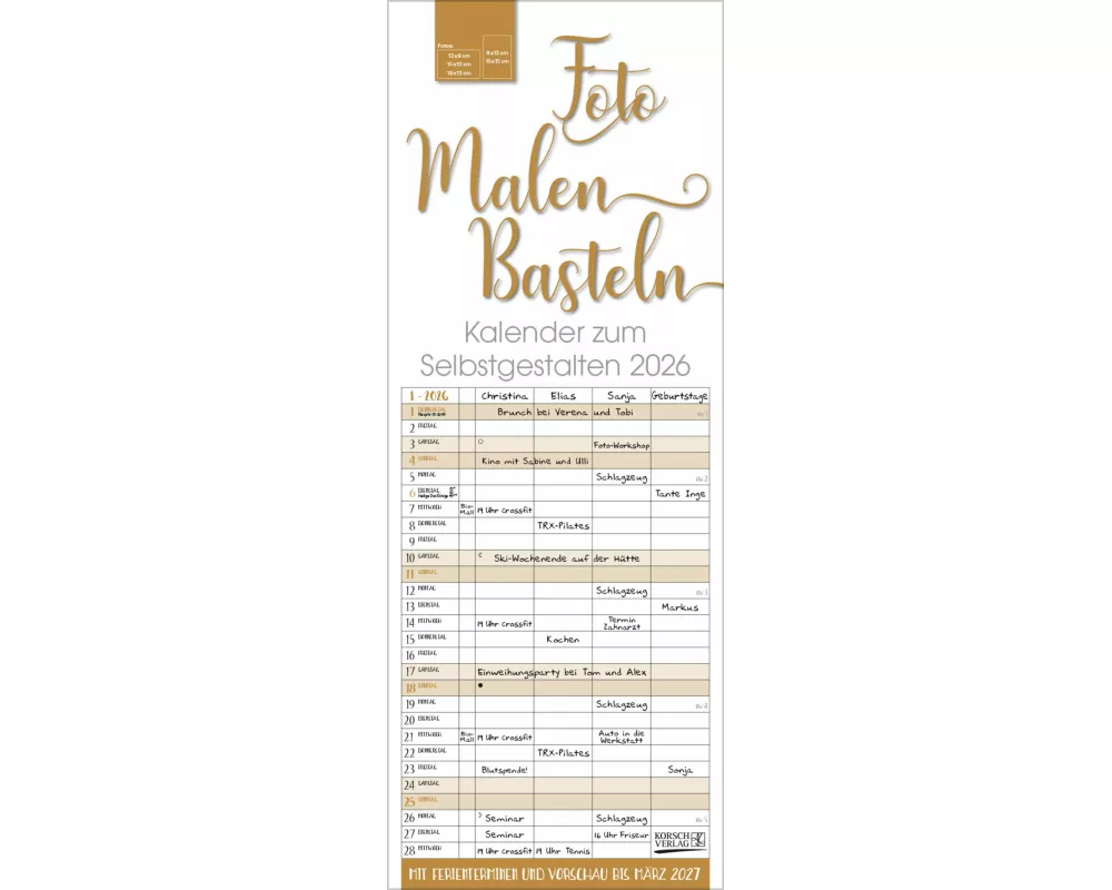 Foto-Malen-Basteln Familientimer gold 2026