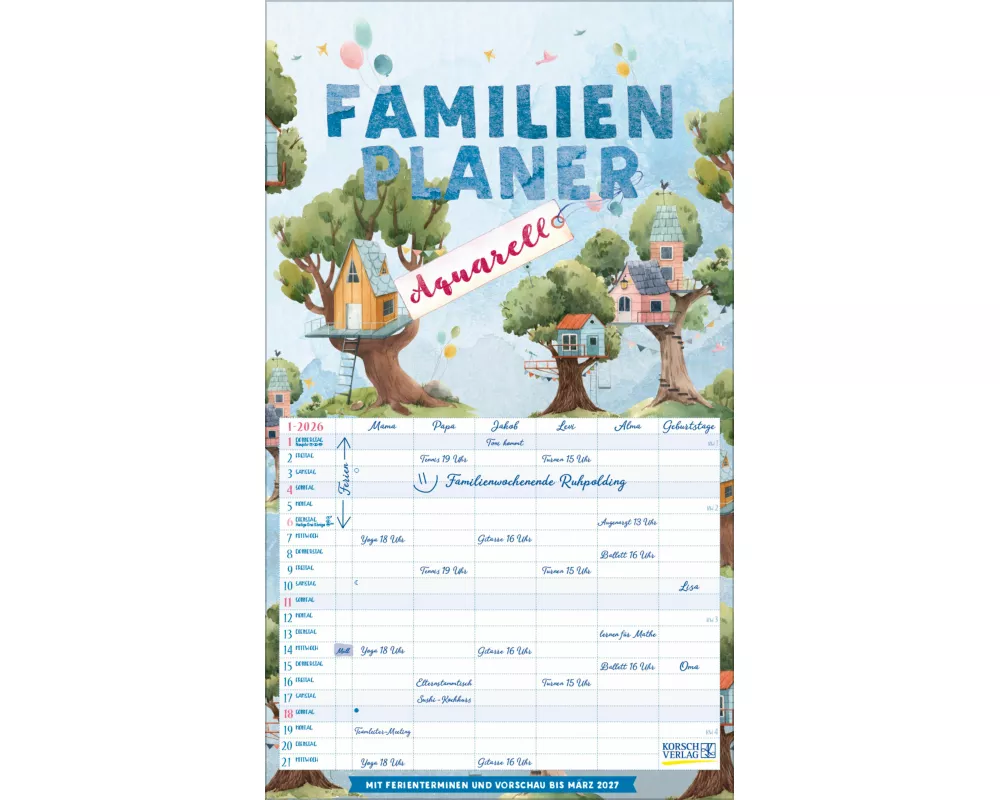 Familienplaner Aquarell 2026