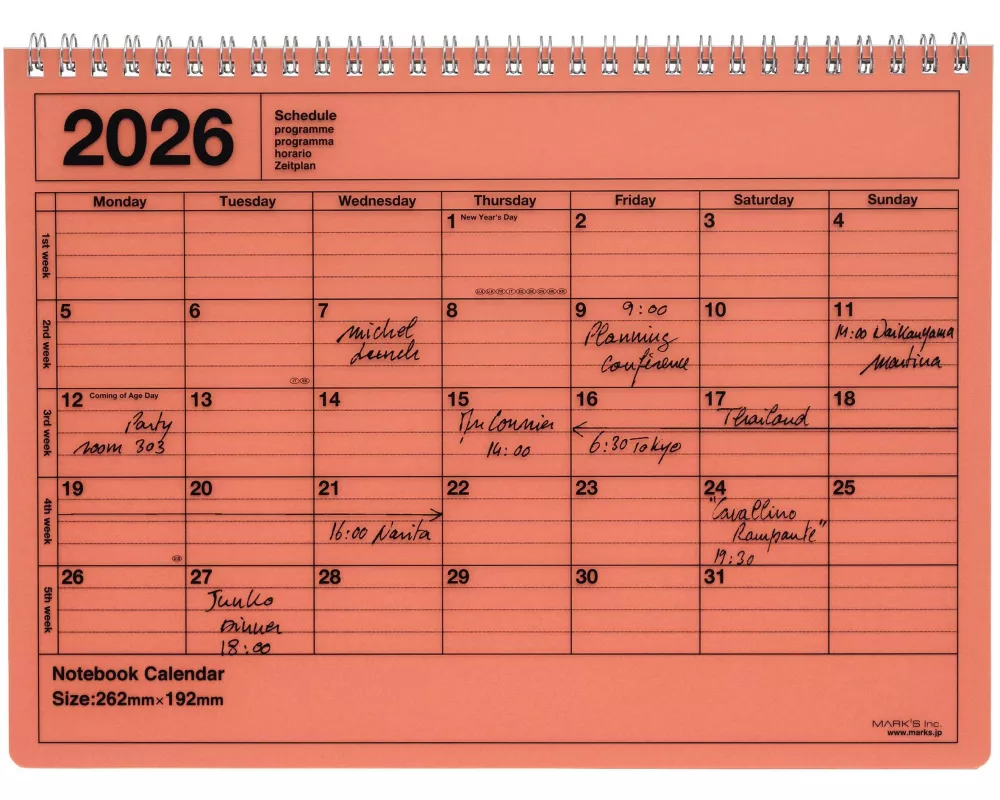 MARK'S 2026 Tischkalender, M // Orange