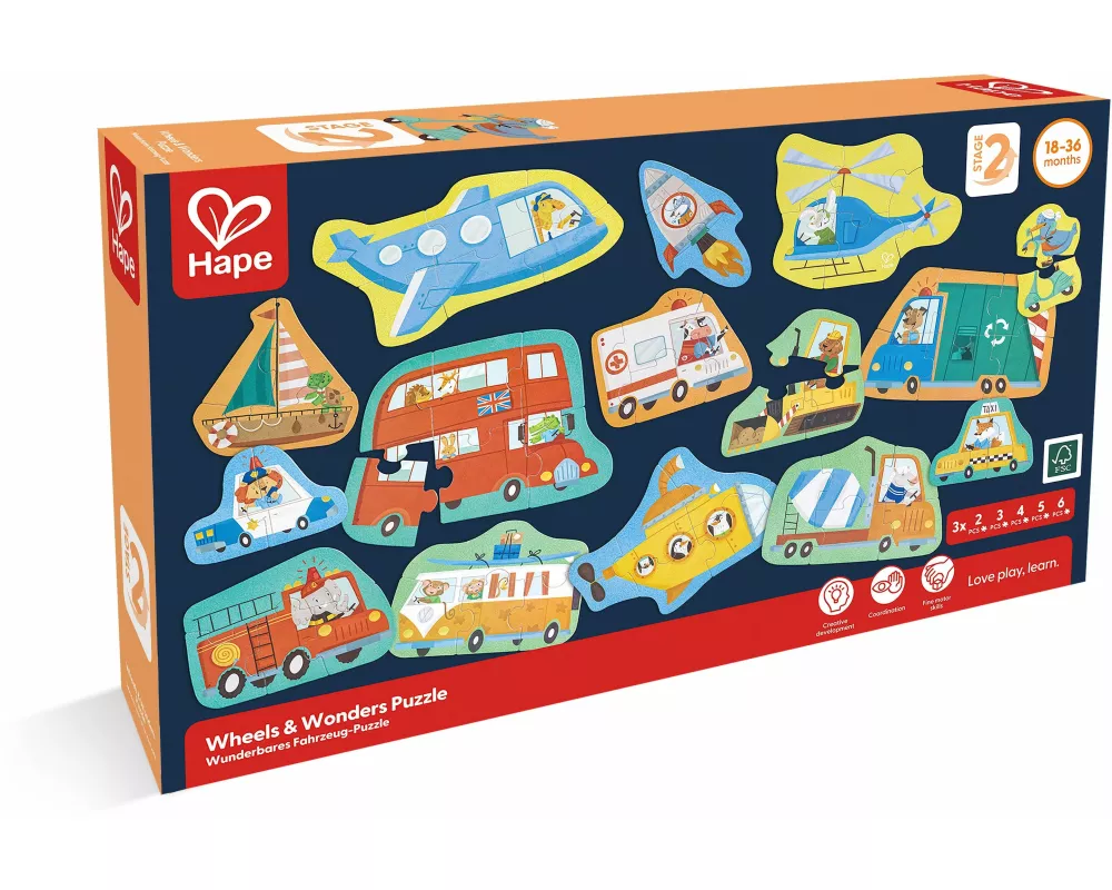 Hape - Wunderbares Fahrzeug-Puzzle