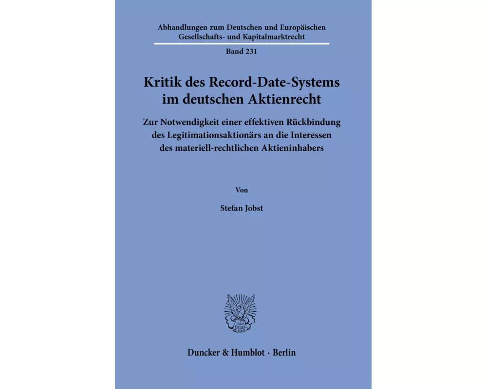 Kritik des Record-Date-Systems im deutschen Aktienrecht