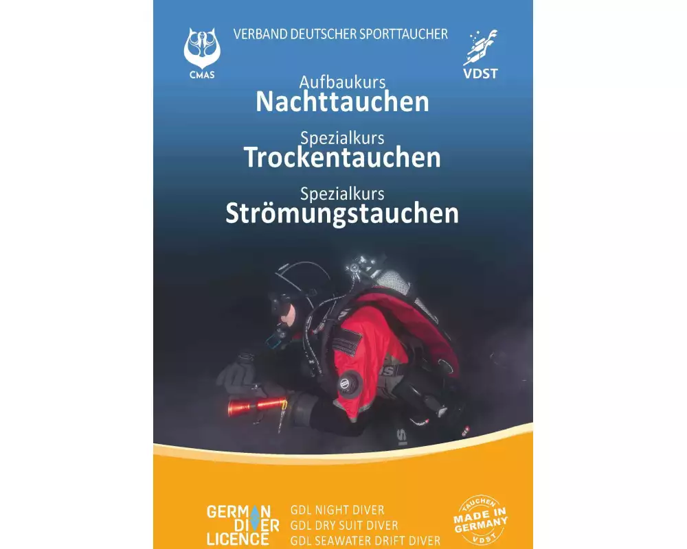 Aufbaukurs Nachttauchen - Spezialkurs Trockentauchen - Spezialkurs Strömungstauchen