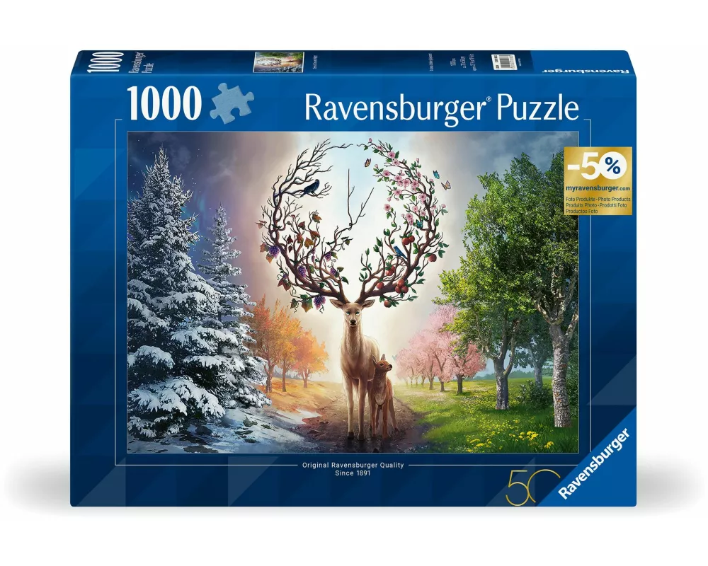 Erwachsenenpuzzle 1000 Teile - Der magische Hirsch und die vier Jahreszeiten