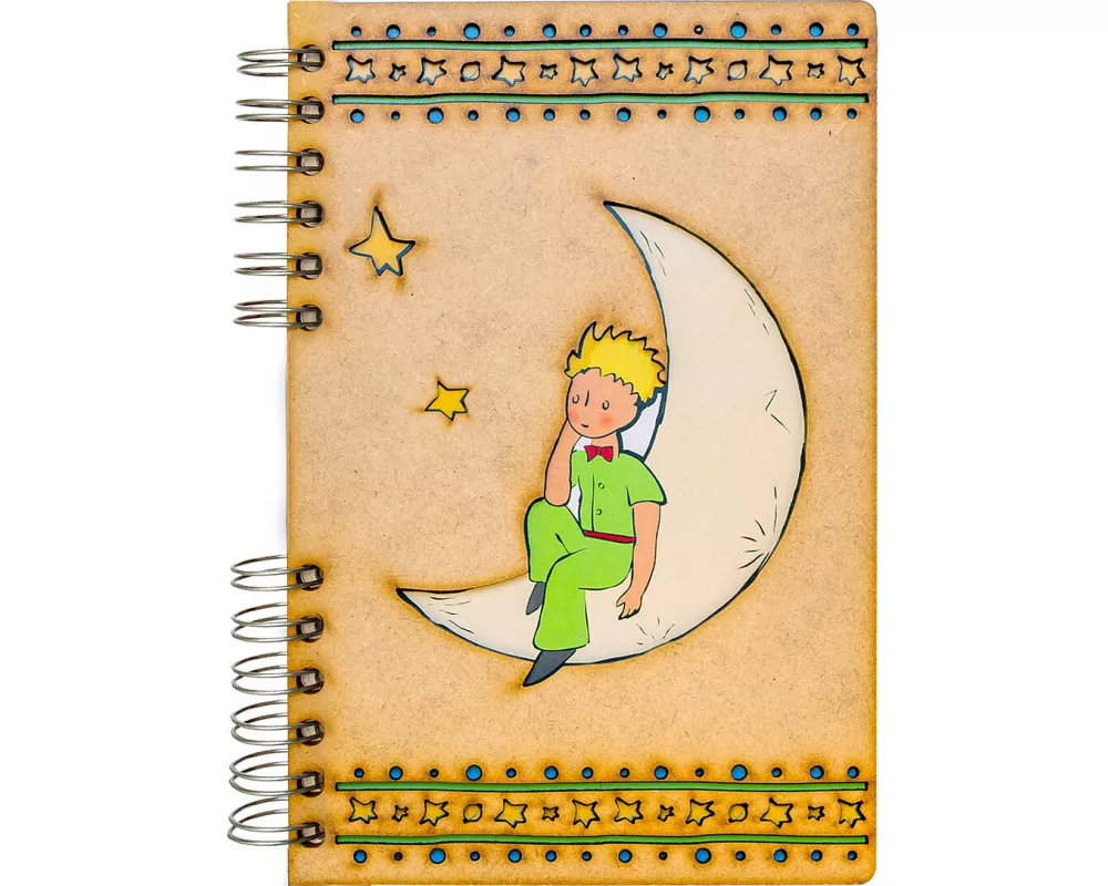 Notizbuch / Le petit Prince auf dem Mond / liniert A6