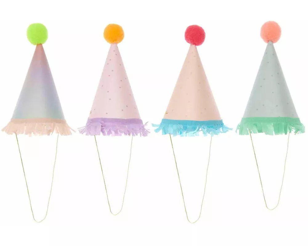 Mini-Partyhüte Futschikato, 8 Stk, 14 cm x Ø 8 cm, 210 g/m², inkl. 30 cm Elasticband