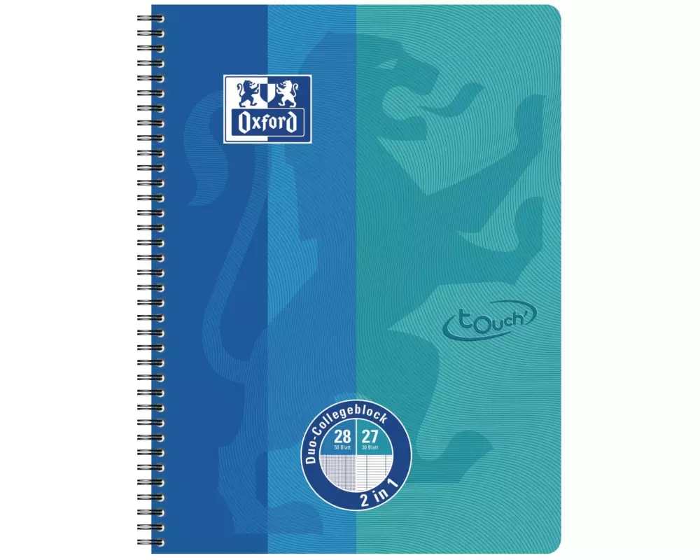 Oxford Notizheft Touch Collegeblock Duo, A4, Kariert, Meerblau