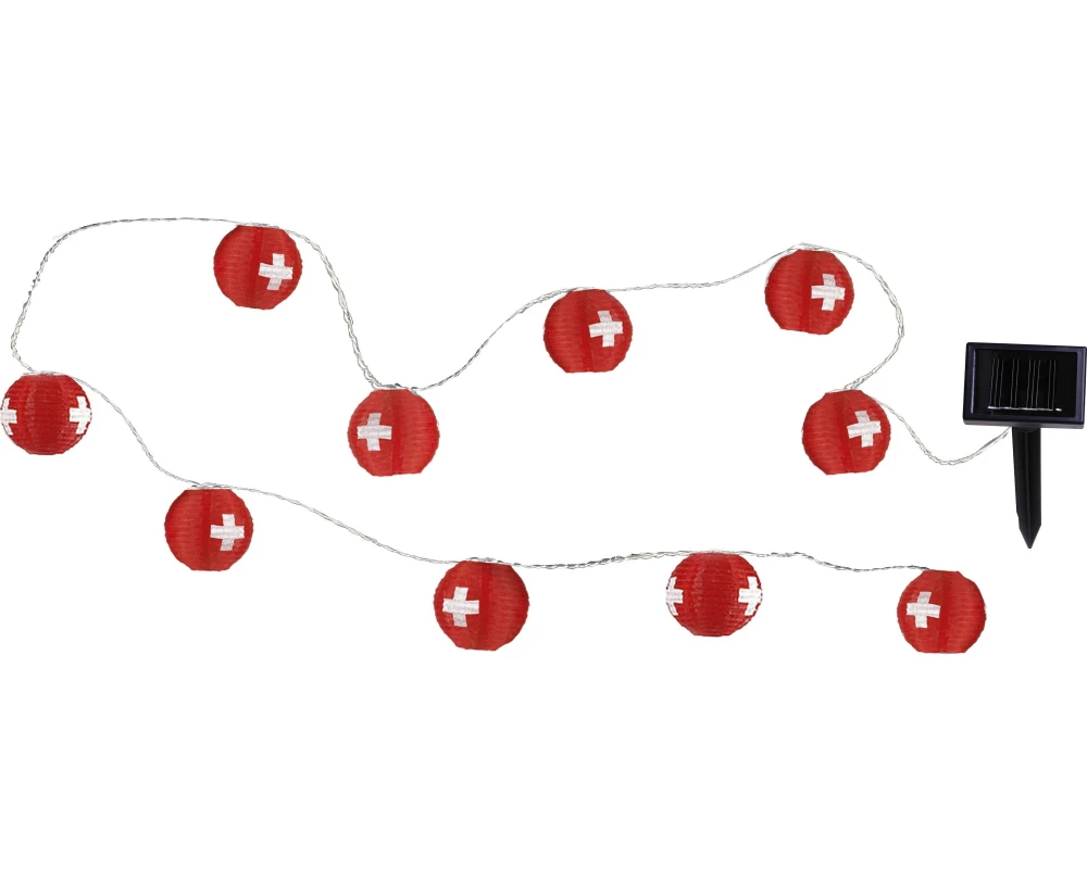 Star Trading Lichterkette Solar Schweiz 200 cm, Rot