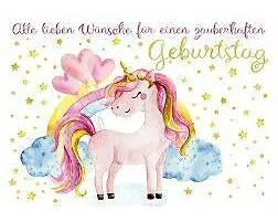 Postkarte. Zum Geburtstag (Einhorn)