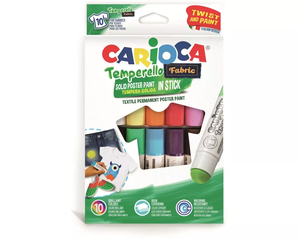Carioca Posterfarbe Temperello Farbric 10 Stück, mehrfarbig