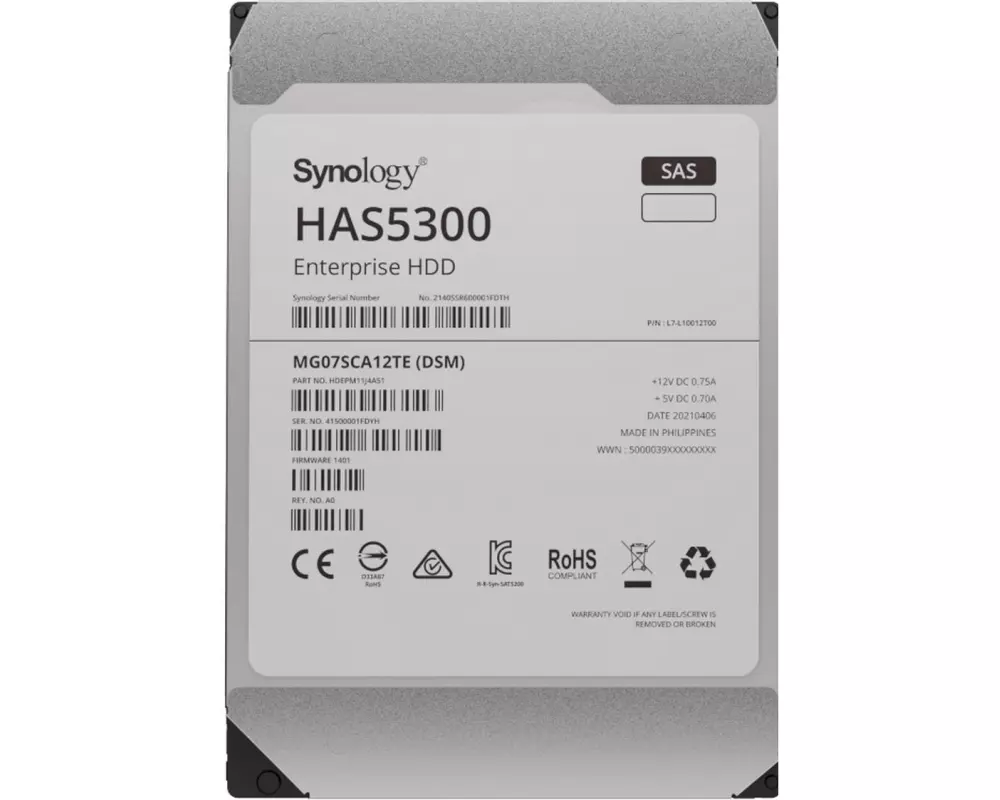 Synology Harddisk HAS5300 3.5" SAS 12 TB