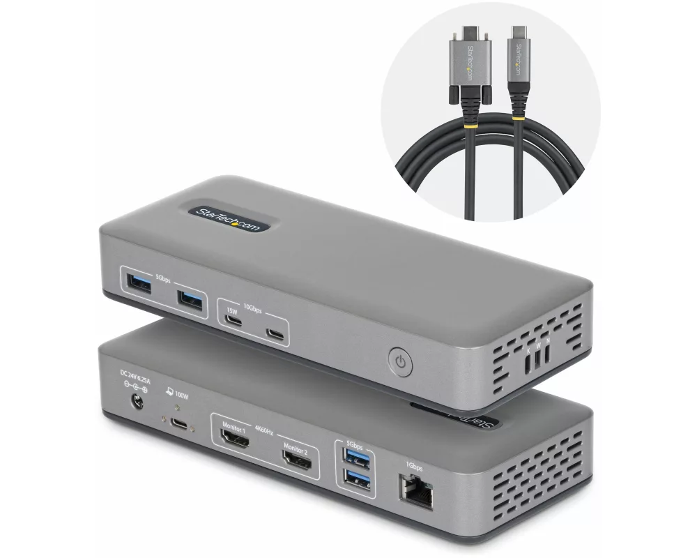 StarTech.com 196UE-USBC-DOCK laptop dock/port replicator Kabelgebunden USB 3.2 Gen 2 (3.1 Gen 2) Type-C Grau