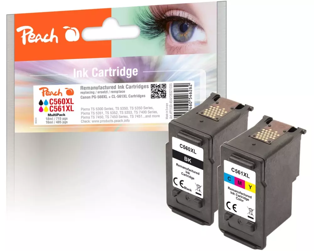 Peach Tinte Canon PG-560XL/CL-561XL Multi-Pack 1x BK, 1x CMY