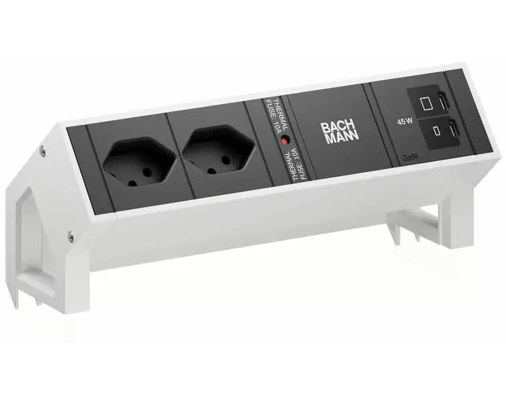 Bachmann Tischsteckdosenleiste DESK2 2xT13 1xUSB C/C 45W 0.2m RAL9010