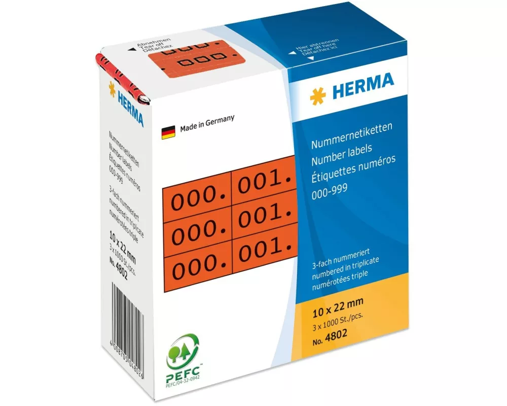 HERMA Nummer-Etiketten 4802 10 x 22 mm, Rot