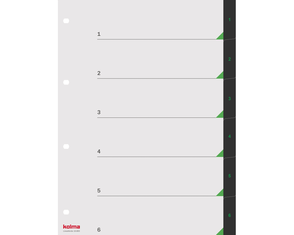 KOLMA Register LineaVerde A4 19.800.06 schwarz 1-6